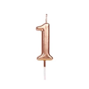 Lumanare de Tort, , Model Cifra 1, Party, 4.5 x 2.5 cm, din Parafina, Rose Gold