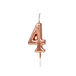 Lumanare de Tort, , Model Cifra 4, Party, 4.5 x 2.5 cm, din Parafina, Rose Gold