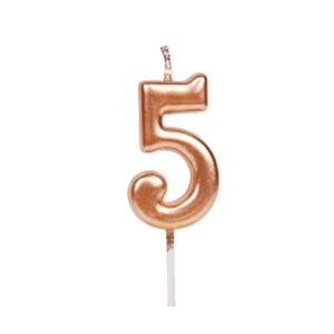 Lumanare de Tort, , Model Cifra 5, Party, 4.5 x 2.5 cm, din Parafina, Rose Gold