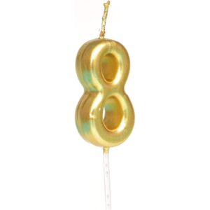 Lumanare de Tort, , Model Cifra 8, Party, 4.5 x 2.5 cm, din Parafina, Auriu