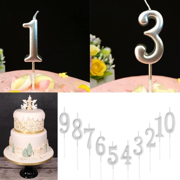 Lumanare de Tort, , Model Cifra 9, Party, 4.5 x 2.5 cm, din Parafina, Argintiu - imagine 4