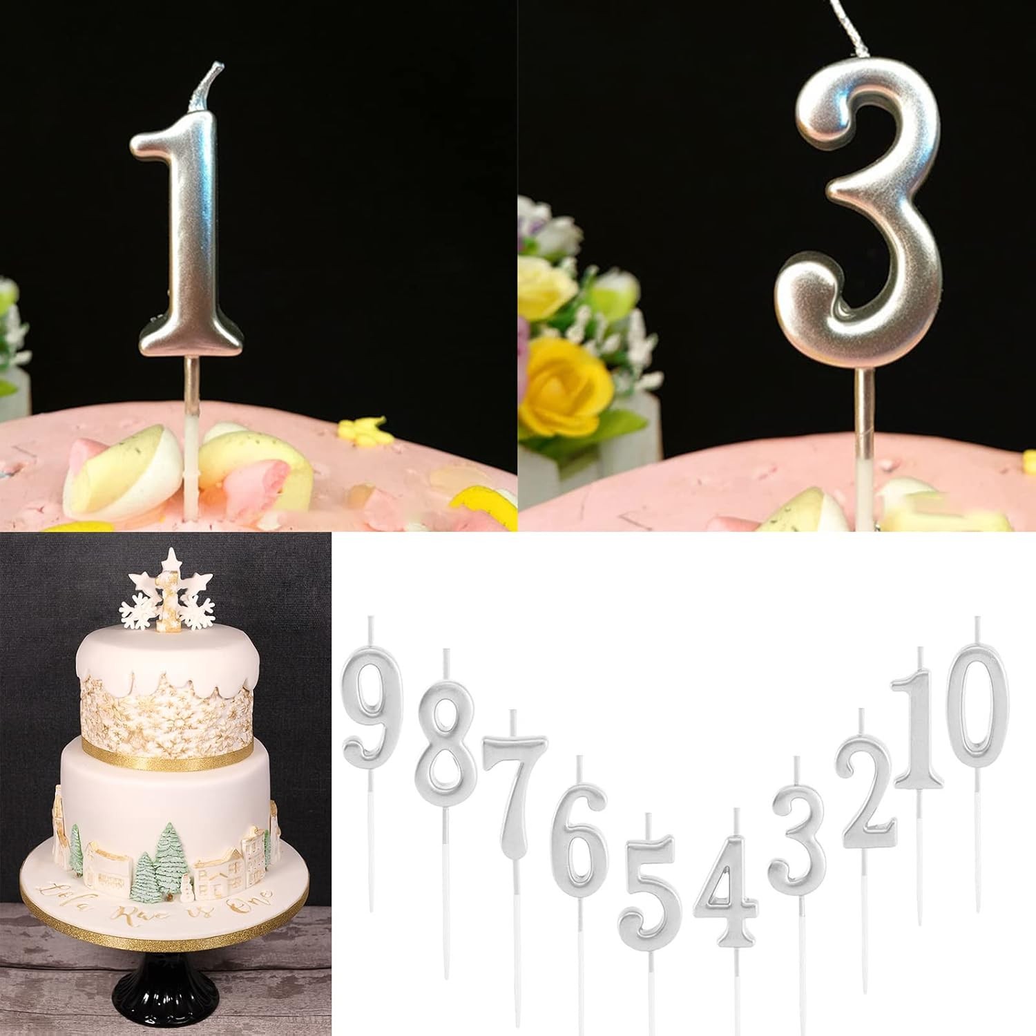 Lumanare de Tort, , Model Cifra 9, Party, 4.5 x 2.5 cm, din Parafina, Argintiu - imagine 4