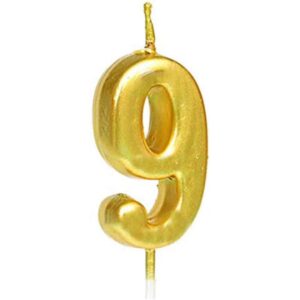 Lumanare de Tort, , Model Cifra 9, Party, 4.5 x 2.5 cm, din Parafina, Auriu