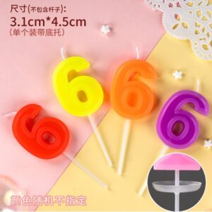 Lumanare Tort, cifra 6, , Culoare Random