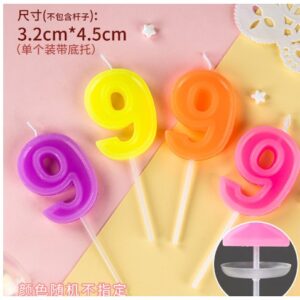 Lumanare Tort, cifra 9, , Culoare Random