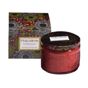 Lumanare Parfumata, , Model Borcan, Rosu, Aroma de Frezie de pere