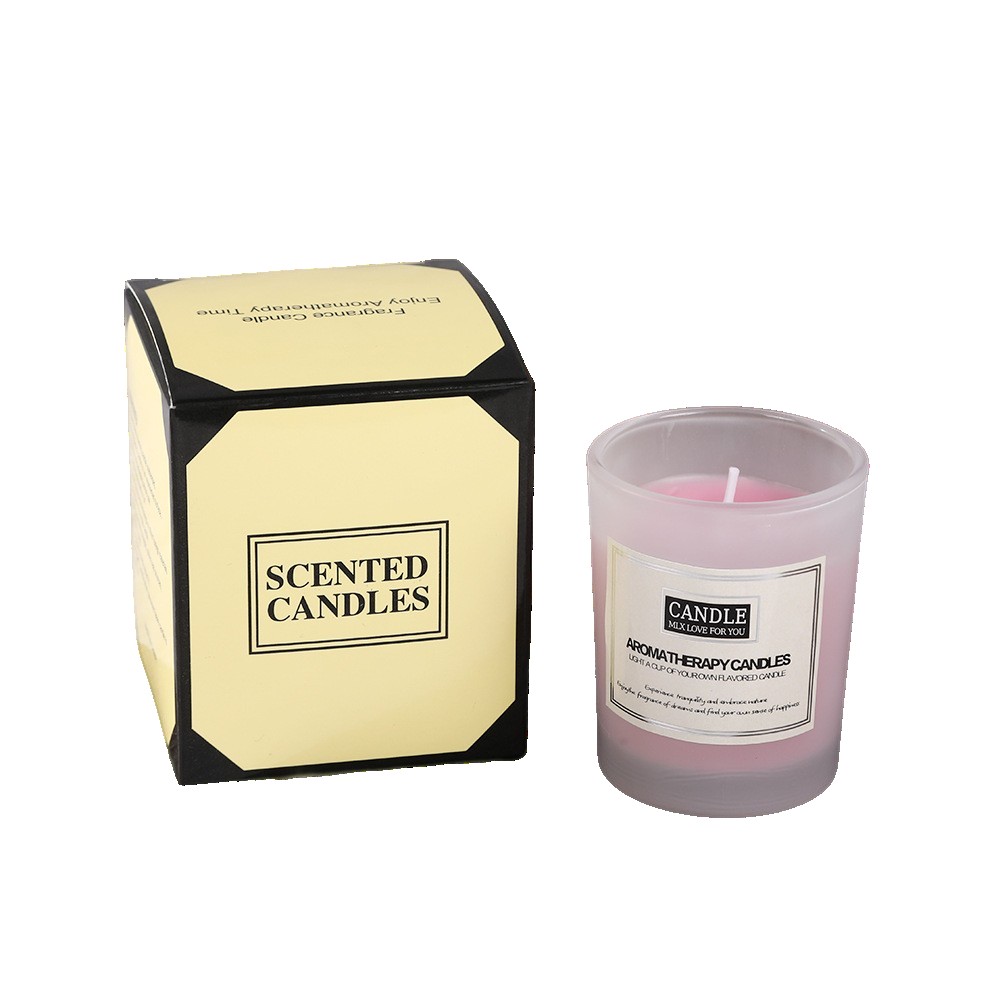 Lumanare Parfumata, , Model Borcan Translucid, 6.2 x 5.2 cm, Aroma de Trandafir, Roz