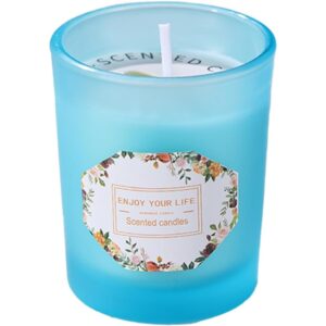 Lumanare Parfumata, , Model Pahar Albastru, Aroma de Lime si Busuioc, din Ceara de Soia, 6.2 x 5.2 cm, Albastru