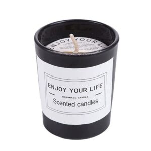 Lumanare Parfumata, , Model Pahar Negru, Aroma de Mure, din Ceara de Soia, 6.2 x 5.2 cm, Negru