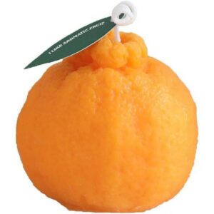 Lumanare Parfumata, , Model Portocala Mica, Ardere 10h, 140 g, 7 x 7 cm, Parfum de Portocala, Portocaliu