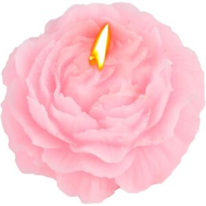 Lumanare Parfumata, , Model Trandafir, Ardere 10h, 70 g, 7.5 x 3.5 cm, Parfum de Piersica, Roz Pal