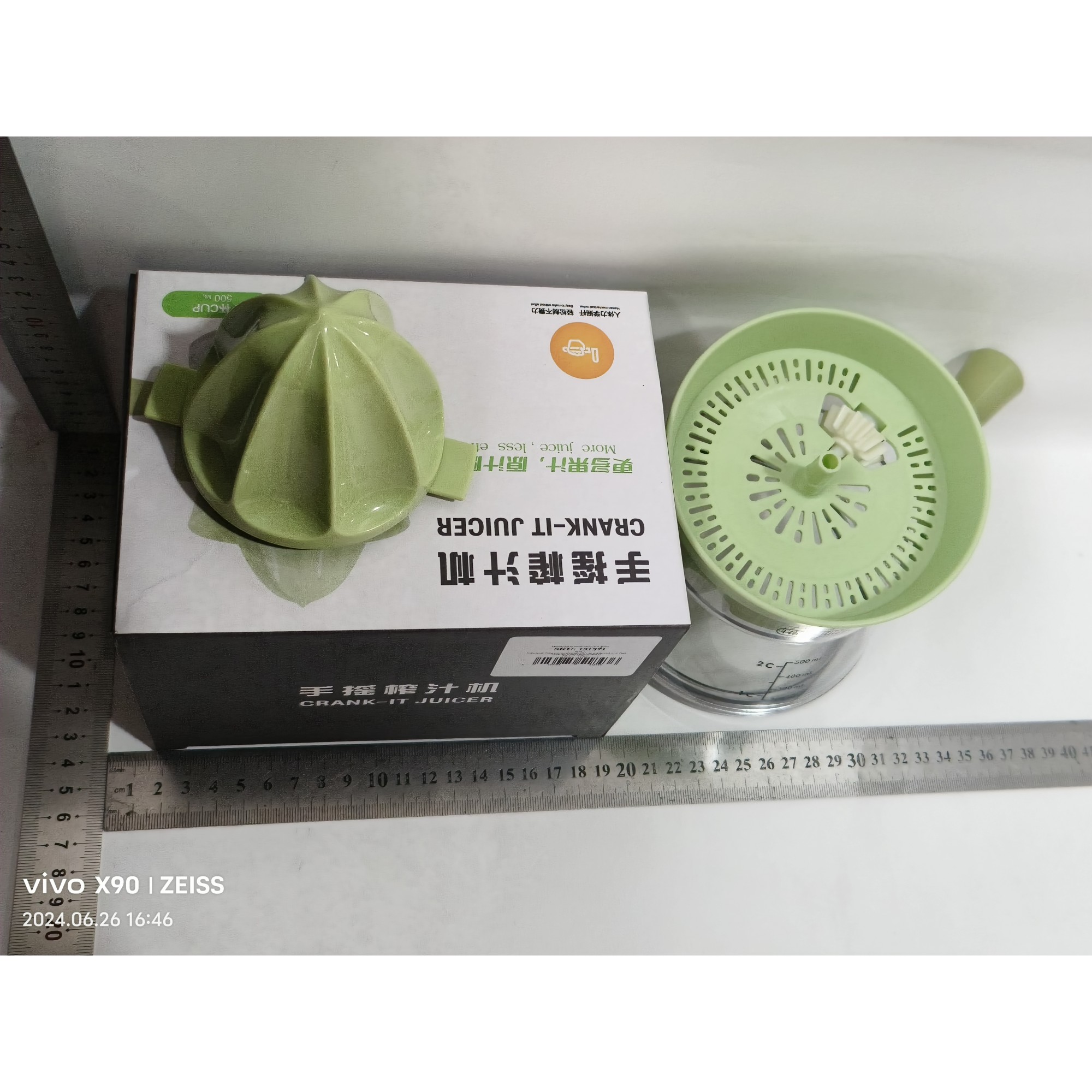 Storcator de Citrice Manual, , Rezistente, Usor de Folosit si Depozitat, Durabil, Calitativ, 16.5x13cm, Transparent/ Verde - imagine 2