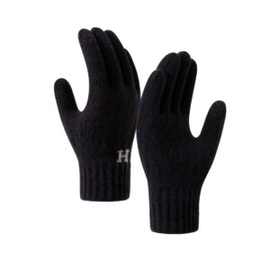 Manusi de Barbat, , Model H, Functie Touchscreen (ecran tactil), Material Acril Tricotat, Manseta Elastica, Interior Catifelat, Marime Universala, Negru