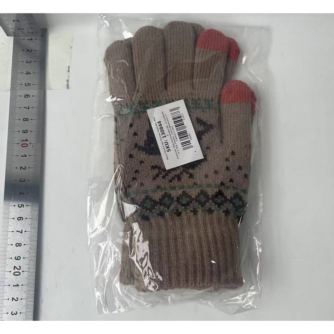 Manusi de Dama, , Model Ren, Functie Touchscreen (ecran tactil), Material Acril Tricotat, Manseta Elastica, Interior Catifelat, Marime Universala, Kaki - imagine 4