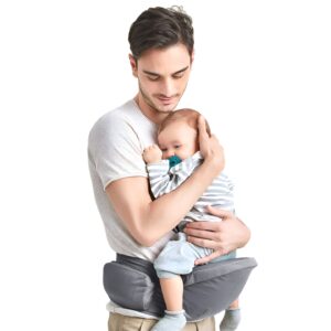 Marsupiu Ergonomic 3in1, , pentru Bebelusi si Copii, 0-36 Luni, Bretele Reglabile pentru Umar si Sold, Inchidere Catarama, 125x25x14 cm, Gri