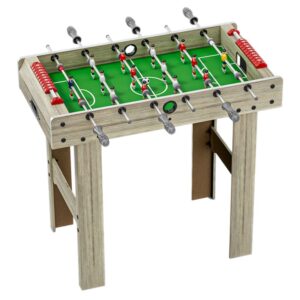 Masa de Fotbal cu Teren si 18 Jucatori , 6 Manere, cu Tablou pentru Scor, din Metal, Lemn si ABS, 81 x 43 x 78 cm, cu Picioare, pentru copii/adulti, Gri