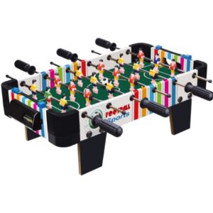 Masa de fotbal cu teren si 18 jucatori , 6 manere, cu Tablou Scor, din Metal, Lemn si ABS, 51 x 44 x 17.5 cm, cu Picioare, Design Multicolor, pentru copii/adulti
