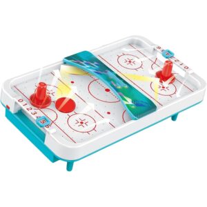 Masa Ice Hockey, , cu Tabela de Scor, 2 Pucuri, din ABS, pentru Adulti/Copii +5 Ani, 28 x 8 x 16 cm, Alb/Albastru