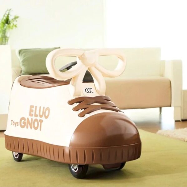 Masina pentru Copii, , Model Pantof, 4 Roti, 1-6 ani, Cutie de Depozitare, din ABS, 48 x 27 x 34 cm, Maro - imagine 4