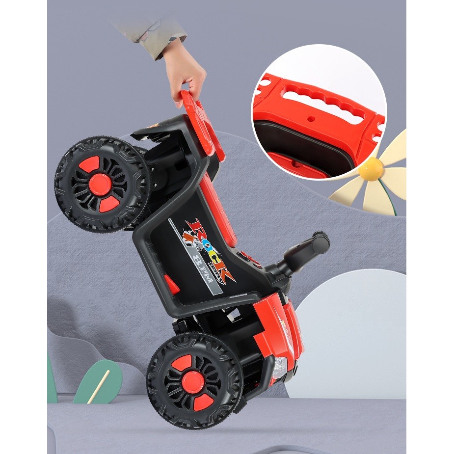 Masinuta Electrica , pe 4 Roti, Tip ATV, cu Acumulator, Sistem Anti-Rasturnare, Sistem de Lumini si Sunet, 2-5 Ani, 70 x 43 x 48 cm, Rosu - imagine 4