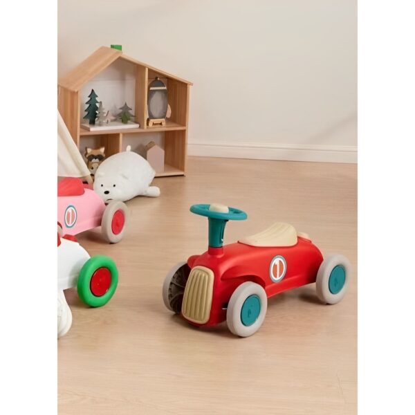 Masinuta Ride-On , cu Sistem Anti-Rasturnare, Claxon pe Volan, 1-6 Ani, 60 x 28 x 34 cm, Rosu-Crem - imagine 3