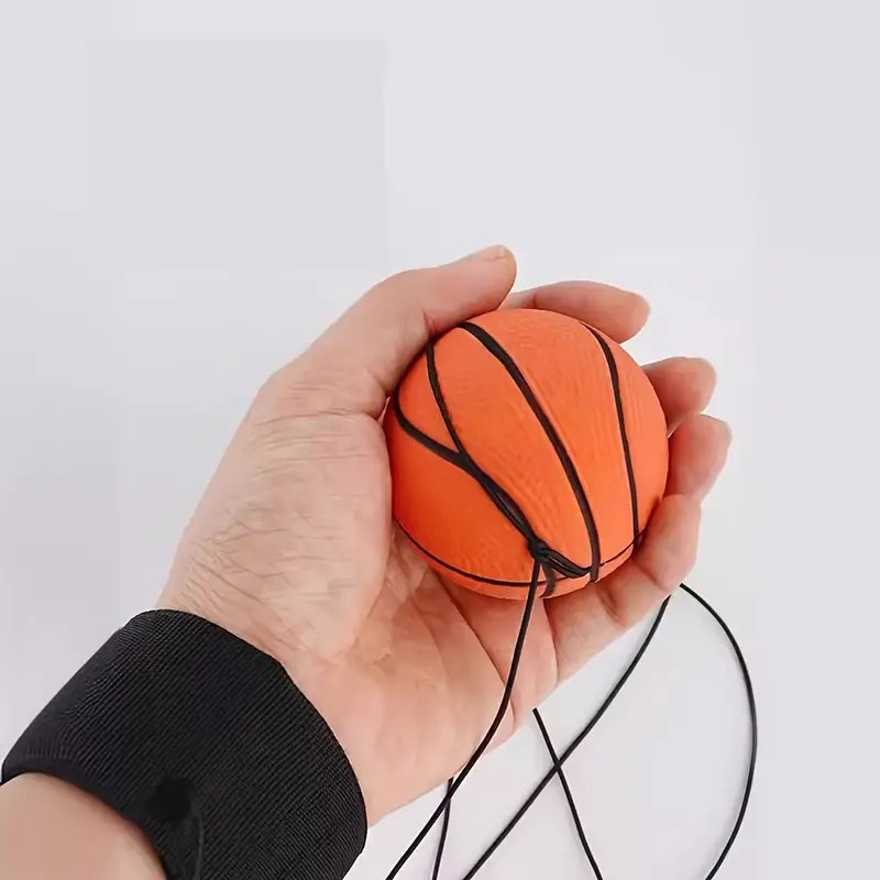 Minge Saltareata Hiperelastica, , Model Minge de Basket cu Fixare de Mana, Space Moon Ball foarte Elastica, Antistress pentru Copii, Diametru 66 mm, Portocaliu - imagine 3