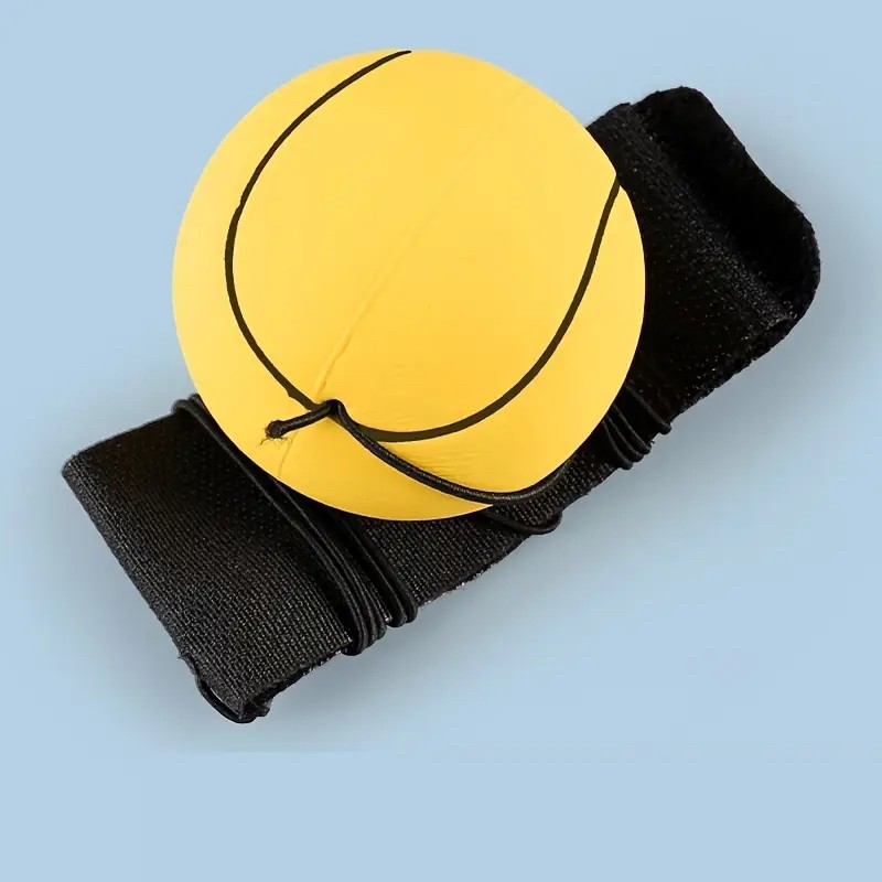 Minge Saltareata Hiperelastica, , Model Minge de Tenis cu Fixare de Mana, Space Moon Ball foarte Elastica, Antistress pentru Copii, Diametru 66 mm, Galben - imagine 2
