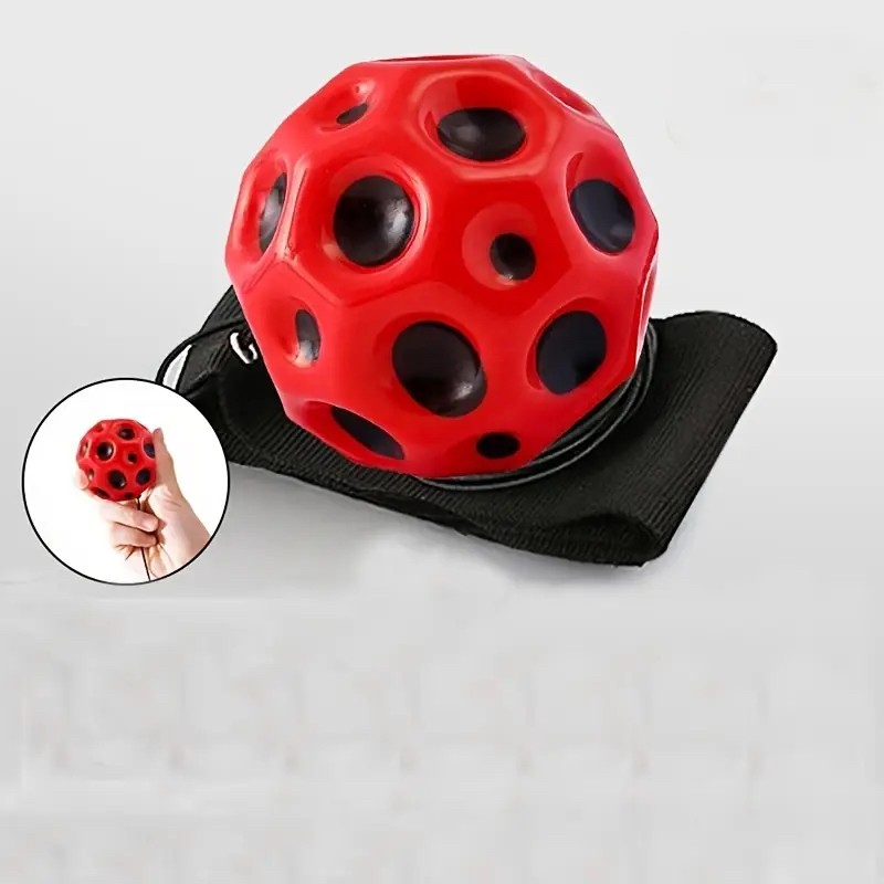 Minge Saltareata Hiperelastica, , Space Moon Ball foarte Elastica, Antistress pentru Copii, Diametru 66 mm, Rosu - imagine 4