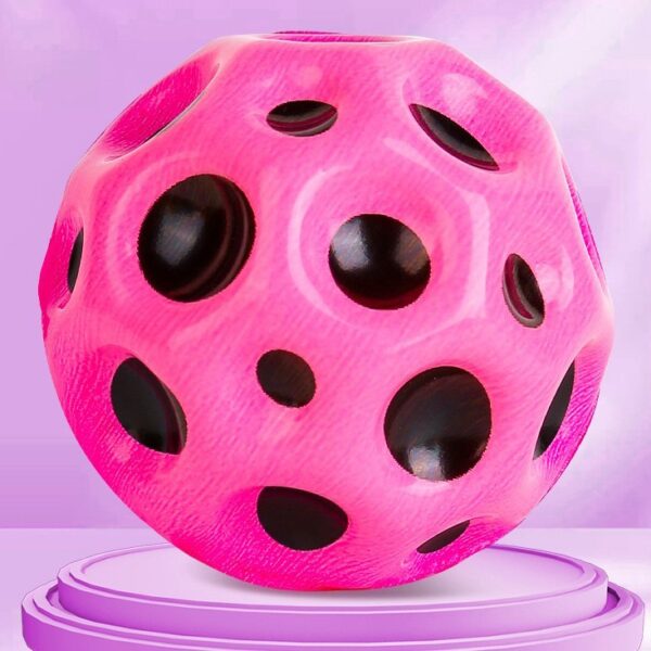 Minge Saltareata Hiperelastica, , Space Moon Ball foarte Elastica, Antistress pentru Copii, Diametru 66 mm, Roz - imagine 2