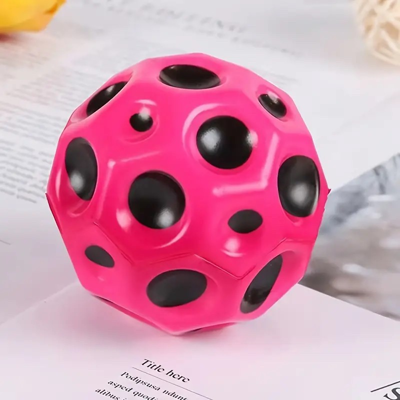 Minge Saltareata Hiperelastica, , Space Moon Ball foarte Elastica, Antistress pentru Copii, Diametru 66 mm, Roz - imagine 3