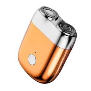 Mini Aparat de Ras Electric, , din ABS cu Fibra de Carbon, Portabil, Cap Rotativ Detasabil cu 2 Lame de Otel, Rezistent la Apa, Incarcare Type-C, Autonomie 45 min, Portocaliu