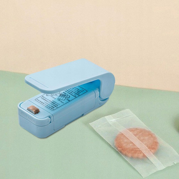 Mini Aparat de Sigilat Pungi cu Baterii, , Etansare prin Caldura, Spate Magnetic, Portabil, 9.7x3 cm, Albastru - imagine 2