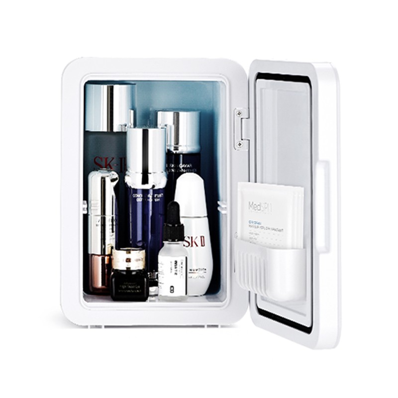 Mini frigider cosmetice, , dubla functie de incalzire/racire, portabil, 8L, alb - imagine 2