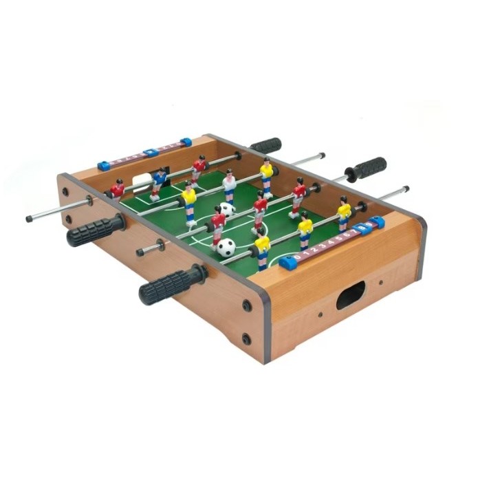 Mini Masa de Fotbal cu Teren si 12 Jucatori , 4 Manere, cu Tablou pentru Scor, din Metal, Lemn si ABS, 34.5 x 23 x 7 cm, pentru copii/adulti