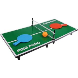Mini Masa de Ping Pong , pentru interior, Material Lemn, 60 x 10 x 30 cm, 2 mingi, portabila, verde
