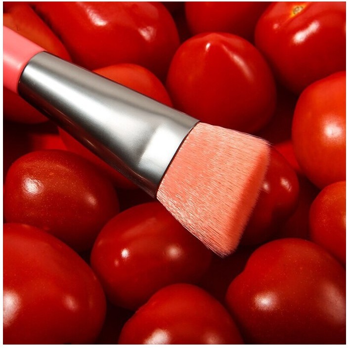 Mini Set Portabil 8 Pensule pentru Machiaj , Super Soft, Makeup Profesional/Incepatori, Maner Ergonomic, Gentuta Depozitare Inclusa, Portocaliu - imagine 2