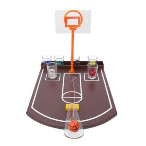 Joc de baut tip baschet , arunca mingea si accepta provocarea, pahare de shot din sticla, 30 x 22.5 x 24 cm, multicolor