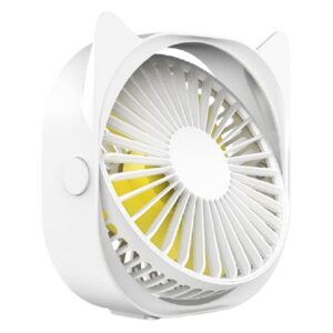 Mini ventilator pentru birou cu usb, , rotire 360 grade, 3 viteze, 13.5 x 12,8 cm, Alb