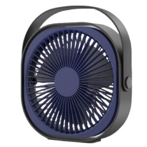 Mini ventilator pentru birou cu usb, , rotire 360 grade, 3 viteze, 4000 mA, 13.5 x 12,8, Albastru