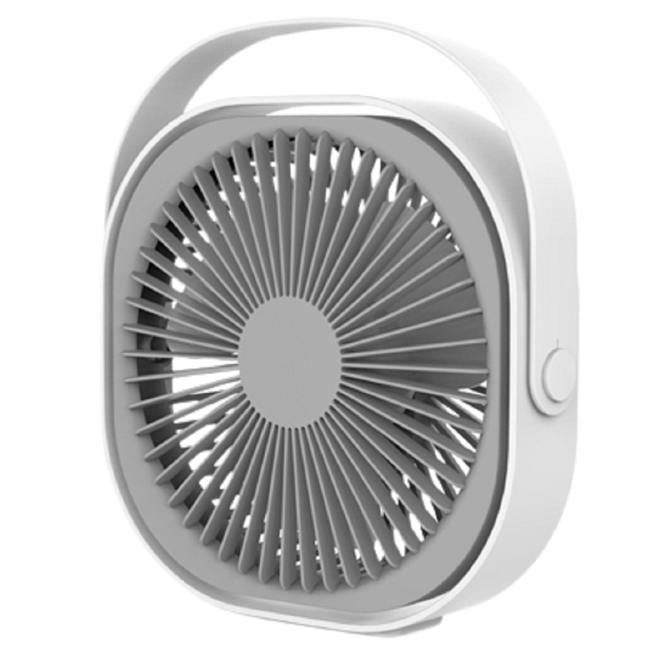 Mini ventilator pentru birou cu usb, , rotire 360 grade, 3 viteze, 4000 mA, 13.5 x 12,8, Gri
