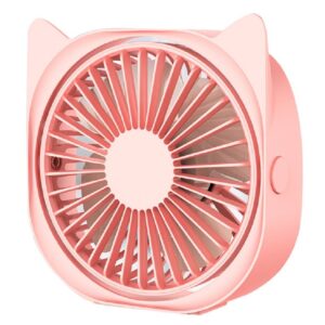 Mini ventilator pentru birou cu usb, , rotire 360 grade, 3 viteze, 13.5 x 12,8 cm, Roz