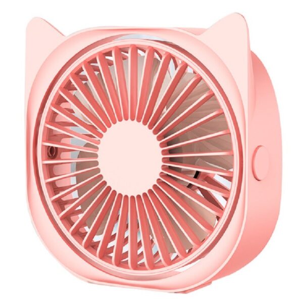 Mini ventilator pentru birou cu usb, , rotire 360 grade, 3 viteze, 13.5 x 12,8 cm, Roz