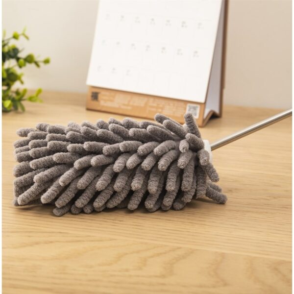 Mop din Microfibra pentru Curatenie, , Set 2 Capete Detasabil, Mop din Microfibra, Pamatuf pentru Praf, Maner Extensibil, EVA, Impachetate in Sac cu Fermoar, Gri - imagine 2