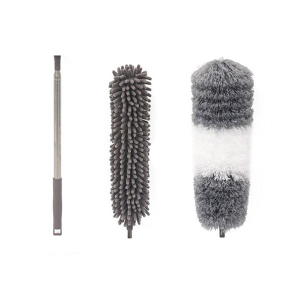 Mop din Microfibra pentru Curatenie, , Set 2 Capete Detasabil, Mop din Microfibra, Pamatuf pentru Praf, Maner Extensibil, EVA, Impachetate in Sac cu Fermoar, Gri