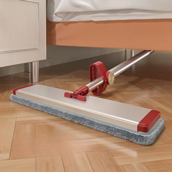 Mop Plat cu Laveta din Microfibra, , Pentru Uz Casnic, cu 2 Lavete Incluse, Sistem de Stoarcere, Tija Telescopica 130 cm, Rotire 360Â°, 42 x 130 cm, Rosu - imagine 3