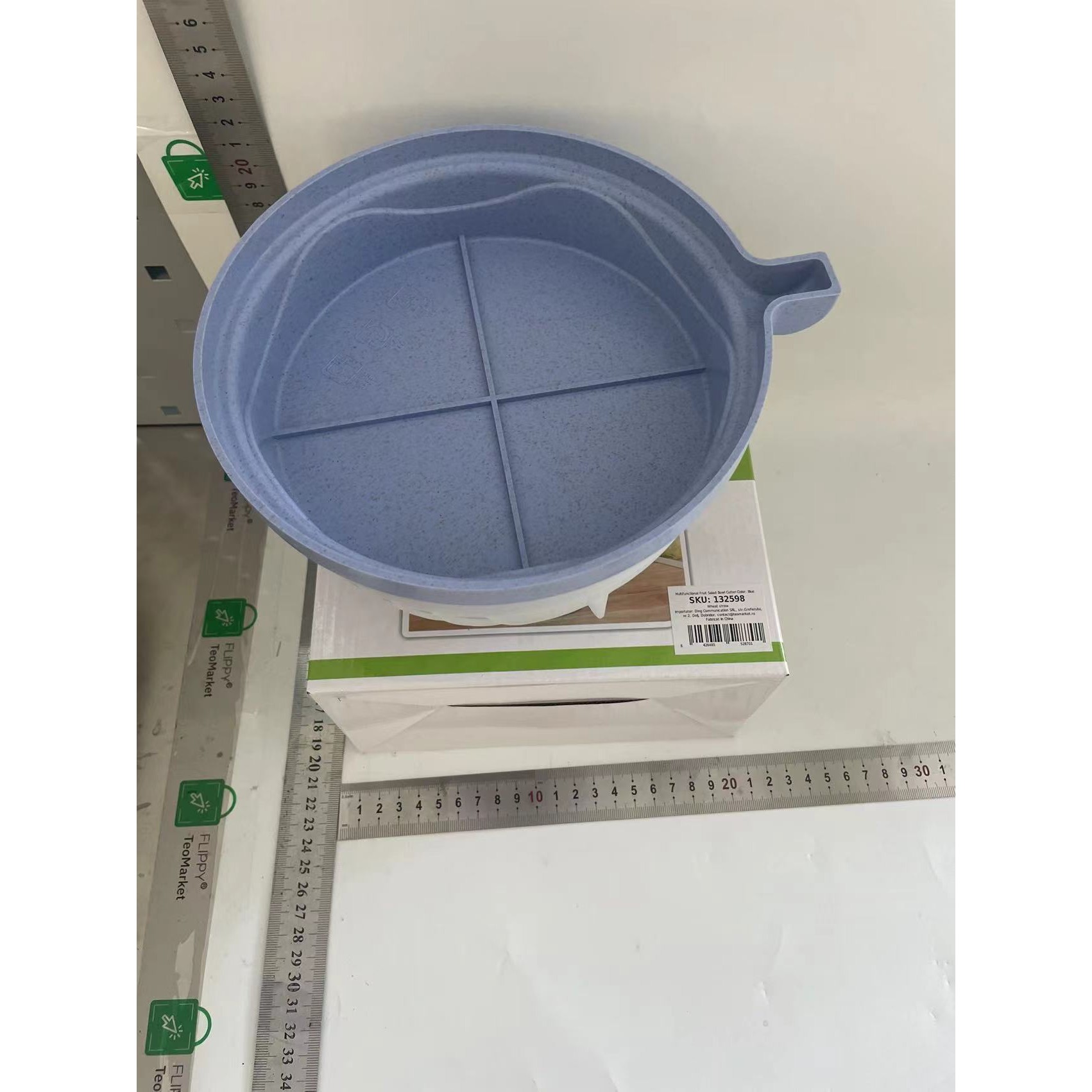 Bol Feliator pentru Salata, , Castron Multifunctional pentru Legume si Fructe, pentru Spalat si Taiat Legumele, cu Scurgere si Tocator, Ergonomic, Protectie pentru Maini, 21x18.5x11.5 cm, Mov - imagine 2