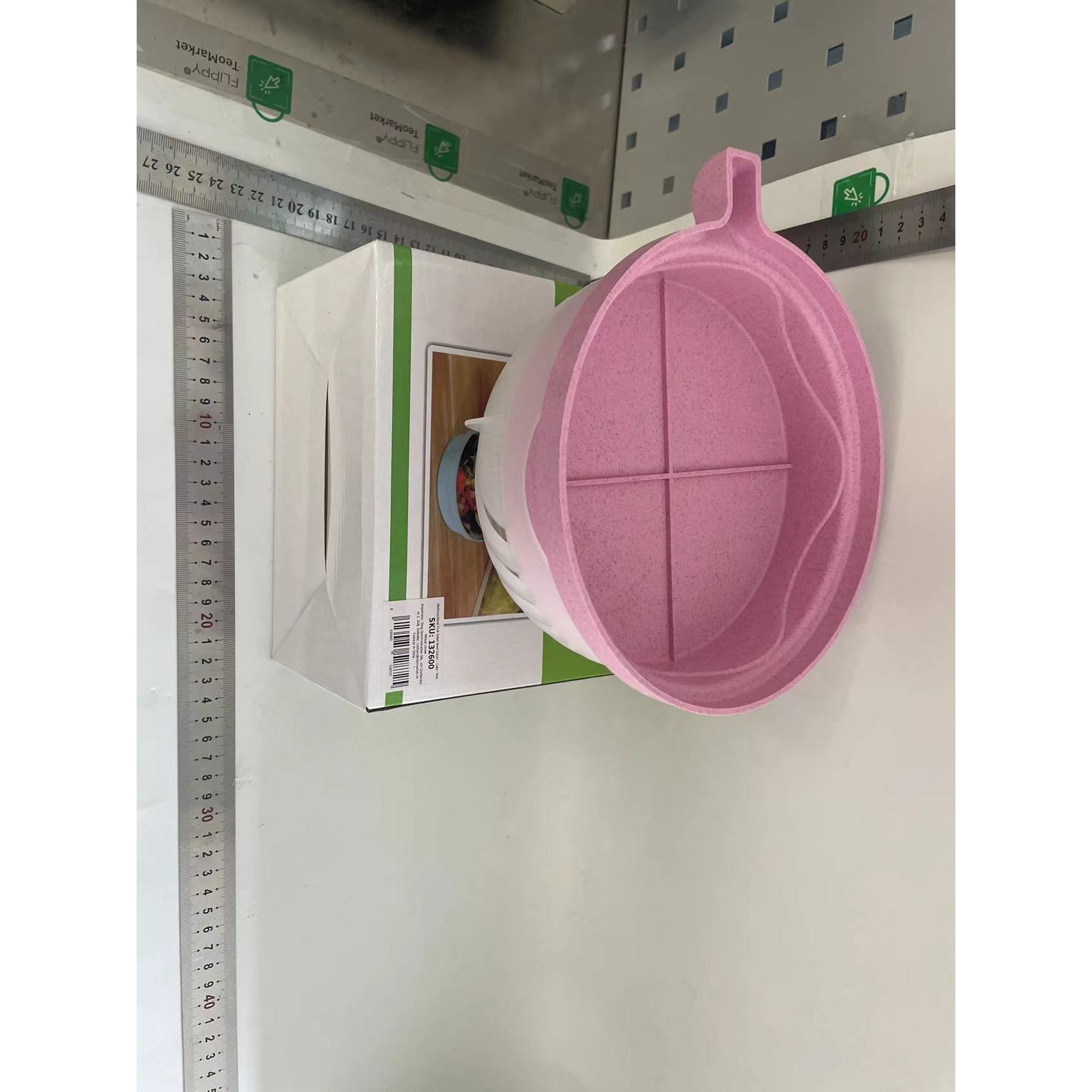Bol Feliator pentru Salata, , Castron Multifunctional pentru Legume si Fructe, pentru Spalat si Taiat Legumele, cu Scurgere si Tocator, Ergonomic, Protectie pentru Maini, 21x18.5x11.5 cm, Roz - imagine 2