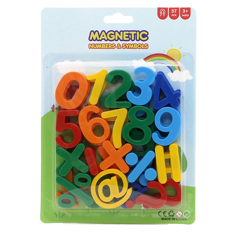 Set 37 Cifre si Simboluri, , Magnetice, pentru Frigider, din Plastic, +3 Ani, 13 x 18 x 14 cm, Multicolor
