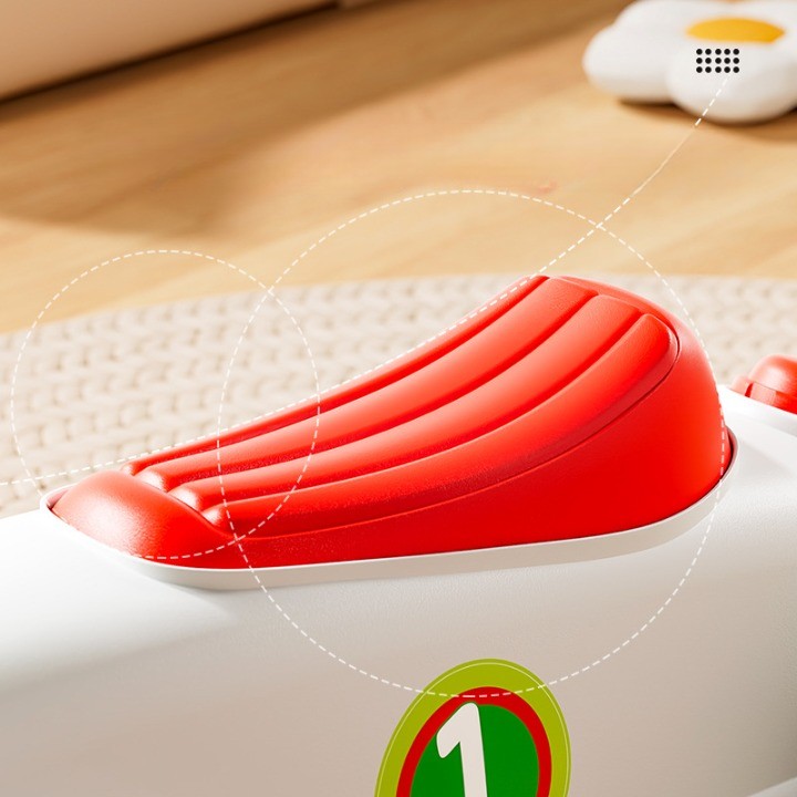 Masinuta Ride-On , cu Sistem Anti-Rasturnare, Claxon pe Volan, 1-6 Ani, 60 x 28 x 34 cm, Alb-Verde - imagine 4