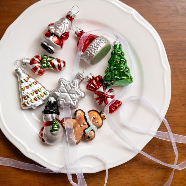 Set 9 Decoratiuni de Craciun, , pentru Brad, 5 cm, din Sticla, 22 x 12.5 x 4.2 cm, Multicolor - imagine 3